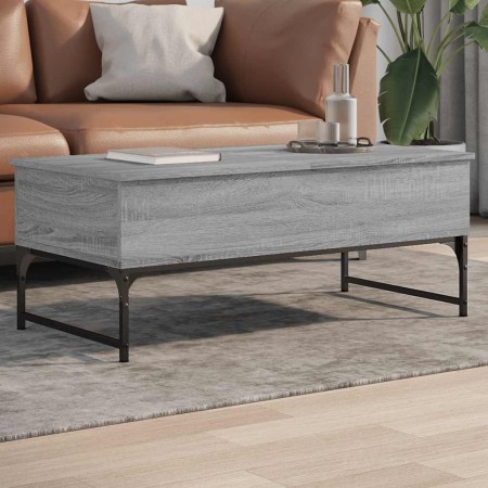 Mesa de centro madera ingeniería metal gris Sonoma 100x50x40 cm en Mesas de centro | Comprar online en Foru.es
