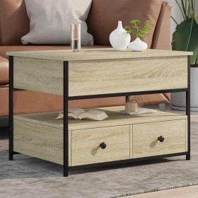 Mesa de centro madera ingeniería metal roble Sonoma 70x50x50 cm en Mesas de centro | Comprar online en Foru.es