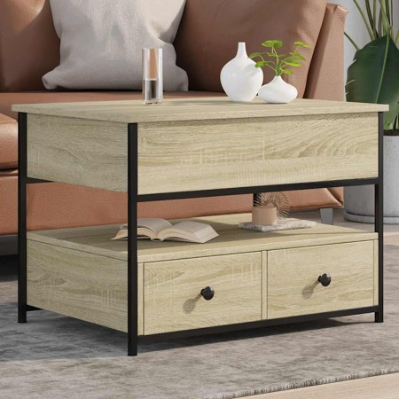 Mesa de centro madera ingeniería metal roble Sonoma 70x50x50 cm en Mesas de centro | Comprar online en Foru.es