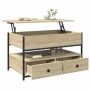Mesa de centro madera ingeniería metal roble Sonoma 85x50x50 cm en Mesas de centro | Comprar online en Foru.es