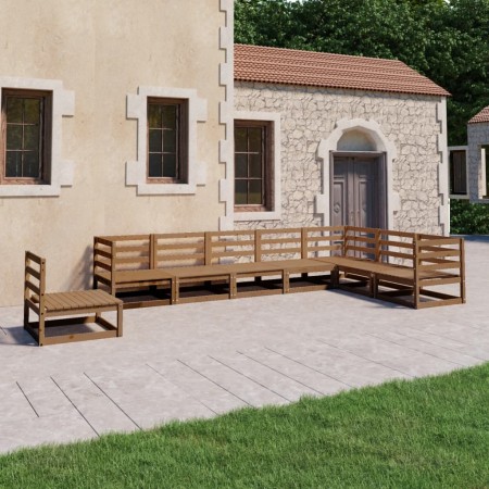 Muebles de jardín 8 piezas marrón miel madera maciza de pino en Conjuntos de jardín | Comprar online en Foru.es