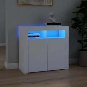 Aparador con luces LED gris brillante 80x35x75 cm de vidaXL, Aparadores - Ref: Foro24-804328, Precio: 94,40 €, Descuento: %