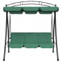Banco columpio de jardín con dosel tela y acero verde 198 cm de vidaXL, Balancines de jardín - Ref: Foro24-363331, Precio: 23...