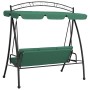 Banco columpio de jardín con dosel tela y acero verde 198 cm de vidaXL, Balancines de jardín - Ref: Foro24-363331, Precio: 23...