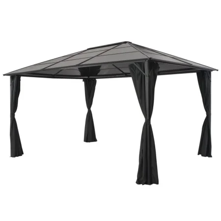 Cenador con cortinas aluminio 4x3x2,6 m negro de vidaXL, Carpas y cenadores - Ref: Foro24-44642, Precio: 953,21 €, Descuento: %