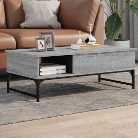Mesa de centro madera ingeniería metal gris Sonoma 100x50x35 cm en Mesas de centro | Comprar online en Foru.es