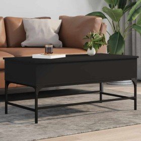 Mesa de centro madera de ingeniería y metal negro 100x50x45 cm en Mesas de centro | Comprar online en Foru.es
