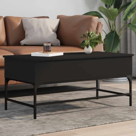 Mesa de centro madera de ingeniería y metal negro 100x50x45 cm en Mesas de centro | Comprar online en Foru.es