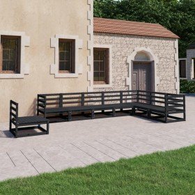 Juego de muebles de jardín 8 piezas negro madera maciza pino en Conjuntos de jardín | Comprar online en Foru.es
