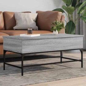 Mesa de centro madera ingeniería metal gris Sonoma 100x50x45 cm en Mesas de centro | Comprar online en Foru.es