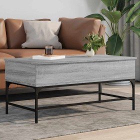 Mesa de centro madera ingeniería metal gris Sonoma 100x50x45 cm en Mesas de centro | Comprar online en Foru.es
