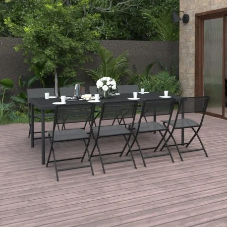 Juego de comedor de jardín 9 piezas acero de vidaXL, Conjuntos de jardín - Ref: Foro24-3073524, Precio: 512,81 €, Descuento: %