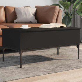 Mesa de centro madera de ingeniería y metal negro 100x50x45 cm en Mesas de centro | Comprar online en Foru.es