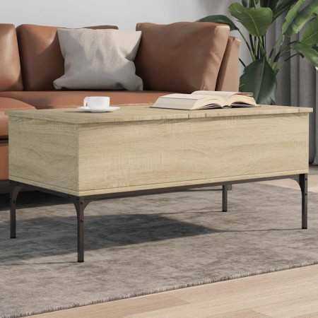 Mesa de centro madera ingeniería metal roble Sonoma 100x50x45cm en Mesas de centro | Comprar online en Foru.es