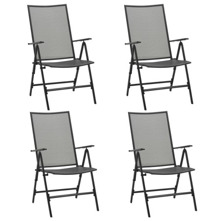 Sillas plegables de malla de acero 4 unidades gris antracita de vidaXL, Sillas de jardín - Ref: Foro24-310153, Precio: 202,29...