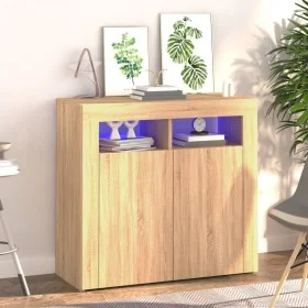 Sideboard with LED lights Sonoma oak 80x35x75 cm by vidaXL, Sideboards - Ref: Foro24-804331, Price: 71,87 €, Discount: %