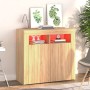 Aparador con luces LED roble Sonoma 80x35x75 cm de vidaXL, Aparadores - Ref: Foro24-804331, Precio: 72,76 €, Descuento: %