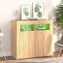 Aparador con luces LED roble Sonoma 80x35x75 cm de vidaXL, Aparadores - Ref: Foro24-804331, Precio: 72,76 €, Descuento: %