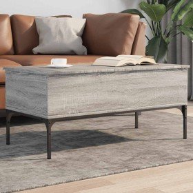 Mesa de centro madera ingeniería metal gris Sonoma 100x50x45cm en Mesas de centro | Comprar online en Foru.es