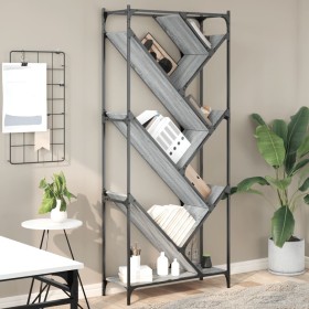 Estantería madera ingeniería y metal gris Sonoma 79x30x180 cm en Librerías y estanterías | Comprar online en Foru.es