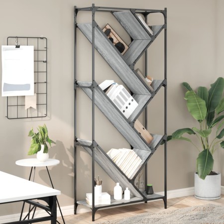 Estantería madera ingeniería y metal gris Sonoma 79x30x180 cm en Librerías y estanterías | Comprar online en Foru.es