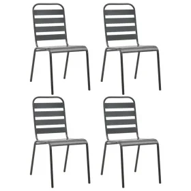 Gartenstühle 4 Stk. Lamellendesign dunkelgrauer Stahl von vidaXL, Gartenstühle - Ref: Foro24-310155, Preis: 191,08 €, Rabatt: %