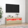Mueble de TV con luces LED roble Sonoma 100x35x40 cm de vidaXL, Muebles TV - Ref: Foro24-804457, Precio: 75,03 €, Descuento: %
