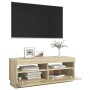 Mueble de TV con luces LED roble Sonoma 100x35x40 cm de vidaXL, Muebles TV - Ref: Foro24-804457, Precio: 75,03 €, Descuento: %