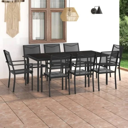Juego de comedor de jardín 9 piezas acero de vidaXL, Conjuntos de jardín - Ref: Foro24-3073519, Precio: 567,14 €, Descuento: %