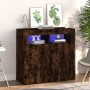 Aparador con luces LED roble ahumado 80x35x75 cm de vidaXL, Aparadores - Ref: Foro24-815729, Precio: 77,82 €, Descuento: %