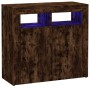 Aparador con luces LED roble ahumado 80x35x75 cm de vidaXL, Aparadores - Ref: Foro24-815729, Precio: 77,82 €, Descuento: %