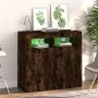 Aparador con luces LED roble ahumado 80x35x75 cm de vidaXL, Aparadores - Ref: Foro24-815729, Precio: 59,11 €, Descuento: %