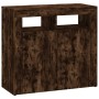 Aparador con luces LED roble ahumado 80x35x75 cm de vidaXL, Aparadores - Ref: Foro24-815729, Precio: 77,82 €, Descuento: %