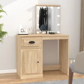 Schminktisch mit LED Sonoma-Eichensperrholz 90x50x132,5cm von vidaXL, Schlafzimmerkommoden - Ref: Foro24-816771, Preis: 104,8...