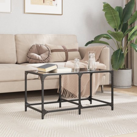 Mesa de centro superficie de vidrio acero negra 78,5x40x40 cm en Mesas de centro | Comprar online en Foru.es