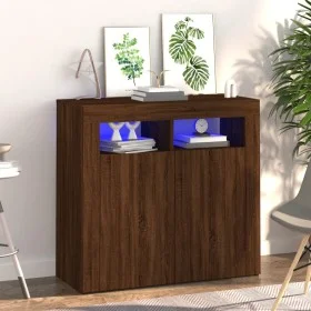 Aparador con luces LED roble ahumado 80x35x75 cm de vidaXL, Aparadores - Ref: Foro24-815731, Precio: 60,46 €, Descuento: %
