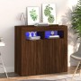 Aparador con luces LED roble ahumado 80x35x75 cm de vidaXL, Aparadores - Ref: Foro24-815731, Precio: 74,03 €, Descuento: %