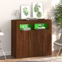 Aparador con luces LED roble ahumado 80x35x75 cm de vidaXL, Aparadores - Ref: Foro24-815731, Precio: 74,03 €, Descuento: %