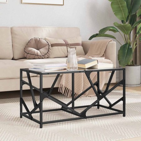 Mesa de centro acero superficie de vidrio negra 78,5x40x41cm en Mesas de centro | Comprar online en Foru.es