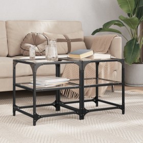 Mesa de centro superficie de vidrio 2 uds acero 40x40x45 cm en Mesas de centro | Comprar online en Foru.es