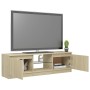 Armario TV con luces LED roble Sonoma 120x30x35,5 cm de vidaXL, Muebles TV - Ref: Foro24-804286, Precio: 68,80 €, Descuento: %