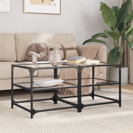 Mesa de centro superficie de vidrio 2 uds acero 50x50x45 cm en Mesas de centro | Comprar online en Foru.es