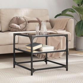 Mesa de centro superficie de vidrio acero negra 50x50x45 cm en Mesas de centro | Comprar online en Foru.es