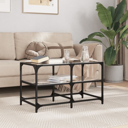 Mesa de centro superficie de vidrio acero negra 78,5x40x45 cm en Mesas de centro | Comprar online en Foru.es