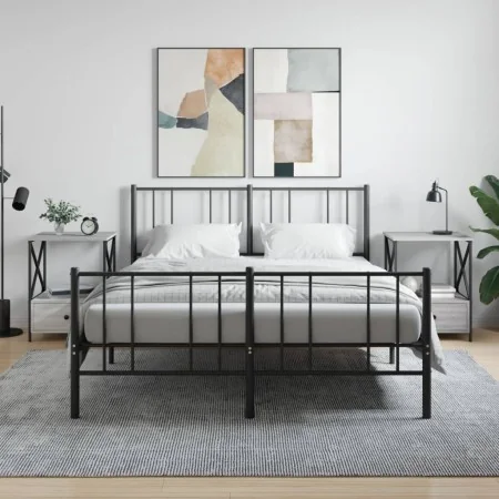Mesita de noche 2 uds madera ingeniería gris Sonoma 50x41x65 cm de vidaXL, Mesitas de noche - Ref: Foro24-826090, Precio: 87,...