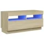 Mueble de TV con luces LED roble Sonoma 80x35x40 cm de vidaXL, Muebles TV - Ref: Foro24-804448, Precio: 72,06 €, Descuento: %