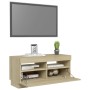 Mueble de TV con luces LED roble Sonoma 80x35x40 cm de vidaXL, Muebles TV - Ref: Foro24-804448, Precio: 71,04 €, Descuento: %