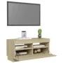 Mueble de TV con luces LED roble Sonoma 80x35x40 cm de vidaXL, Muebles TV - Ref: Foro24-804448, Precio: 72,06 €, Descuento: %