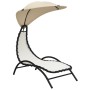 Tumbona con toldo acero y tela color crema 167x80x195 cm de vidaXL, Tumbonas - Ref: Foro24-362705, Precio: 89,72 €, Descuento: %