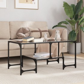 Mesa de centro superficie de vidrio acero negra 98,5x50x45 cm en Mesas de centro | Comprar online en Foru.es